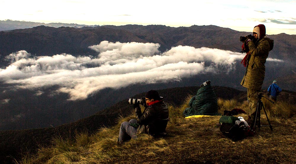 Fotografos en el mirador de Tres Cruces